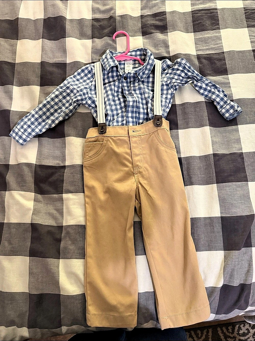 Carter's Gingham Shirt & Suspender Pants Baby 24M